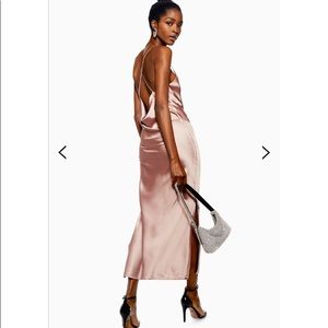 TopShop Plain Satin Strappy Slip Dress Rose Size 8